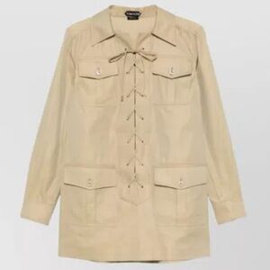 Y2K Vintage Y2K Utility Cargo Beige Lace-Up Safari Shirt Nine West Medium